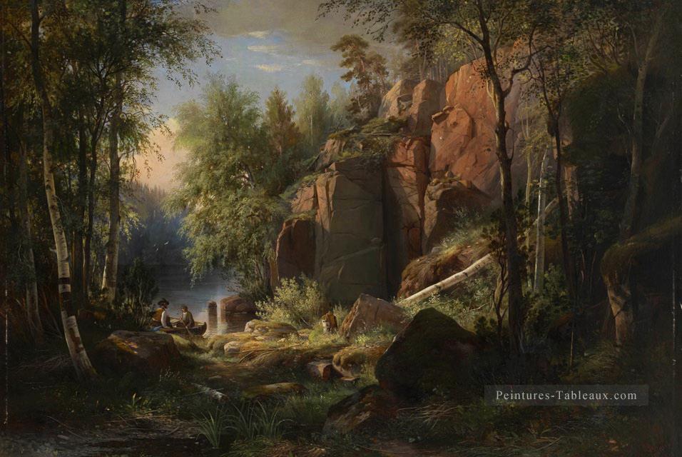 vue de l’île de valaam kukko 1860 paysage classique Ivan Ivanovitch forêt Peintures à l'huile